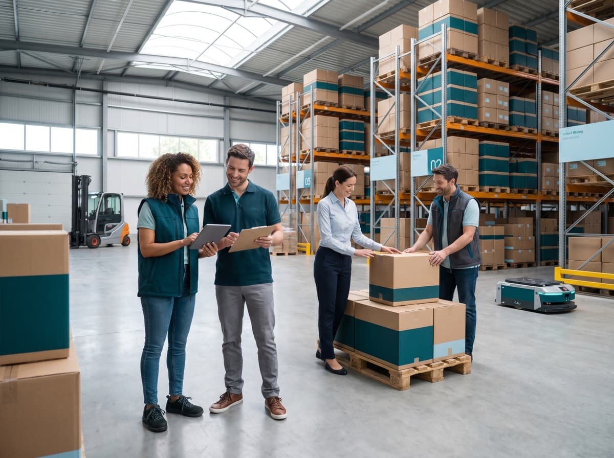 The X Catapult team working in a product distribution warehouse