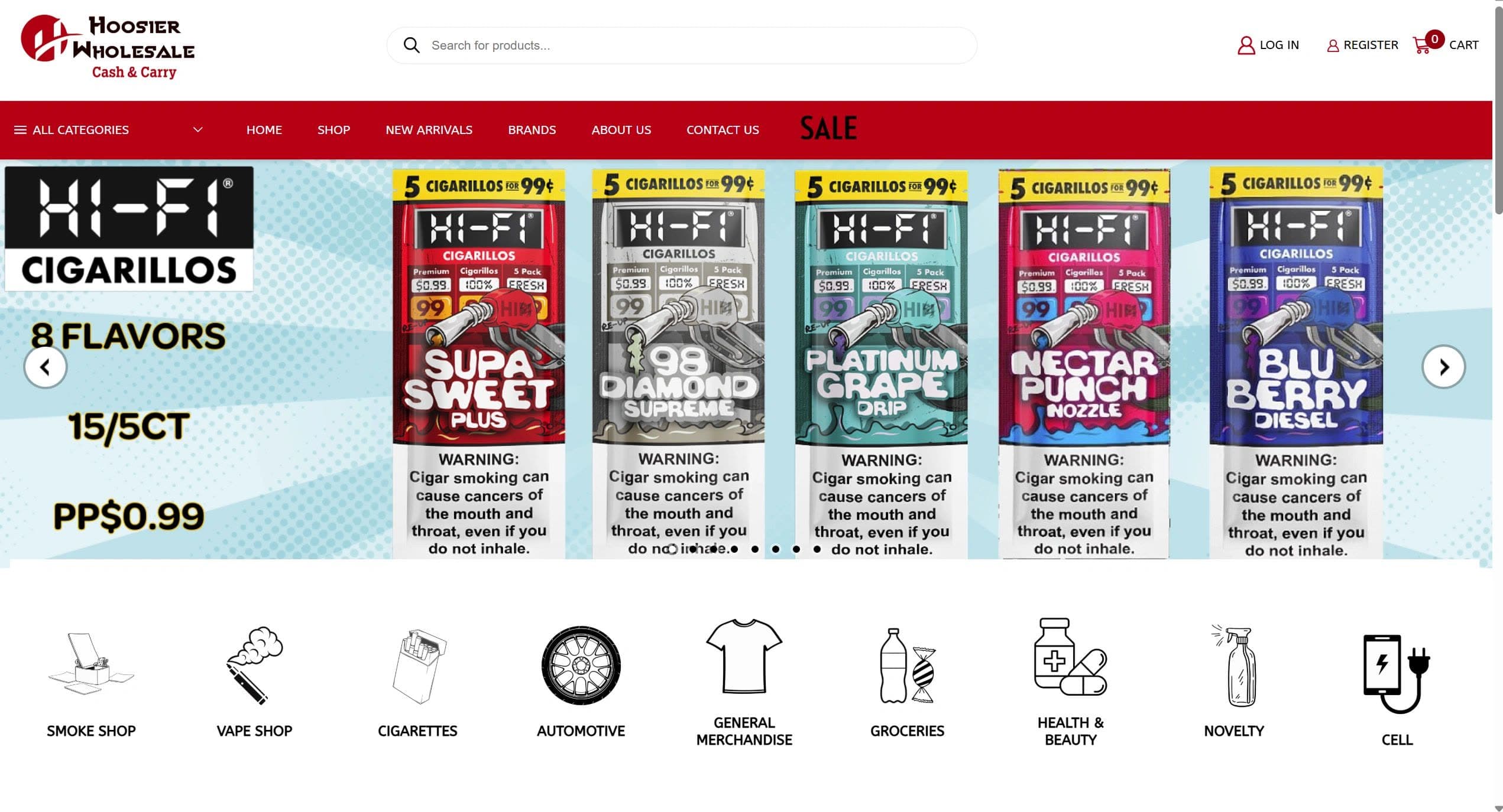 Hoosier Wholesale's online cash and carry store