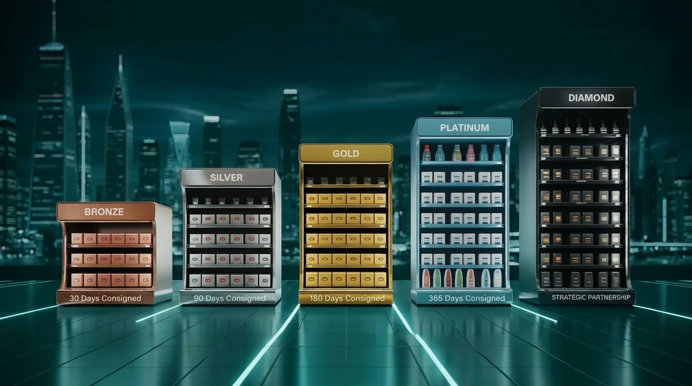 Launch program tier displays from Bronze to Diamond against a city skyline
